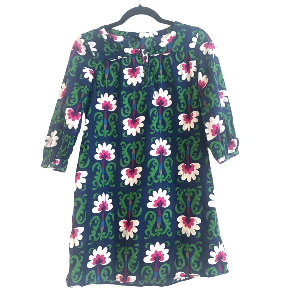 Gap Kids XXL Blue with Green, White, and Pink Floral Pattern Dress